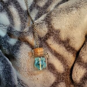 Blue Rose Pendant Necklace